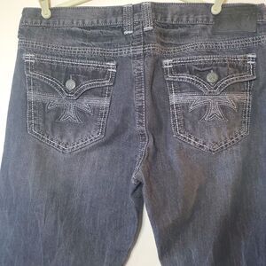 Xtreme Couture Jeans Mens 38 X 32 Denim Thick Stitch Embroidered Flap Pockets